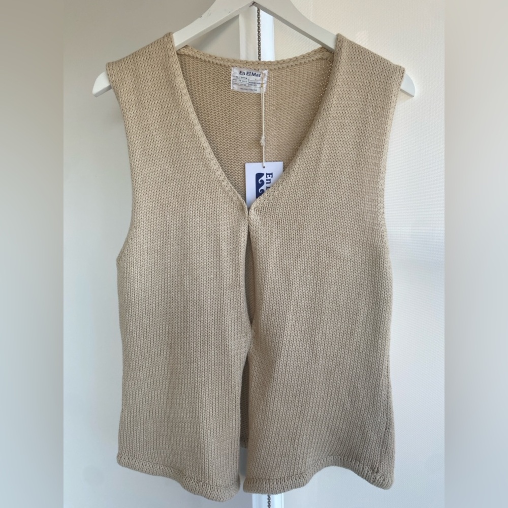 NWT En El Mar Knitted 100% Cotton Vest Beach Coverall Oatmeal Size XL